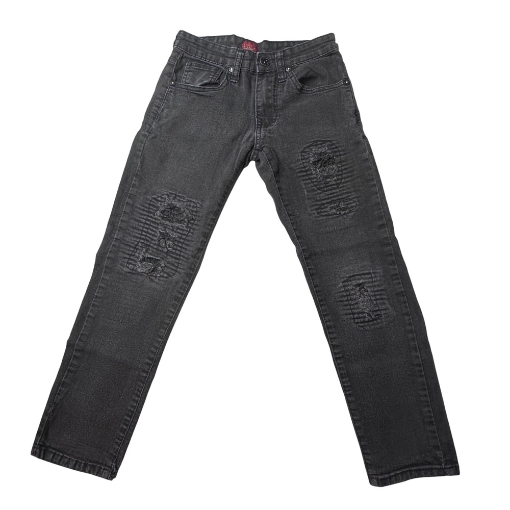 Truth‎ Substance Jeans Boys 8 Black Skinn Fit Moto Distressed Youth BU7B44BLKP